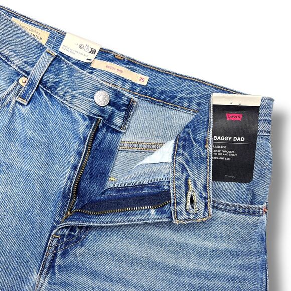 Levis Premium Women Baggy Dad Pieced Denim Jeans Blue Wide Leg Loose Relaxed New - Picture 11 of 16